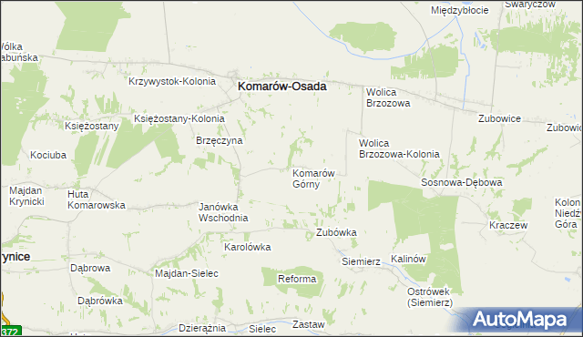 mapa Komarów Górny, Komarów Górny na mapie Targeo