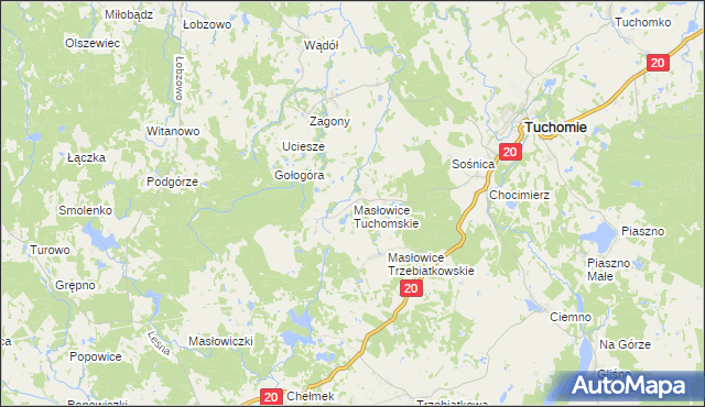 mapa Masłowice Tuchomskie, Masłowice Tuchomskie na mapie Targeo