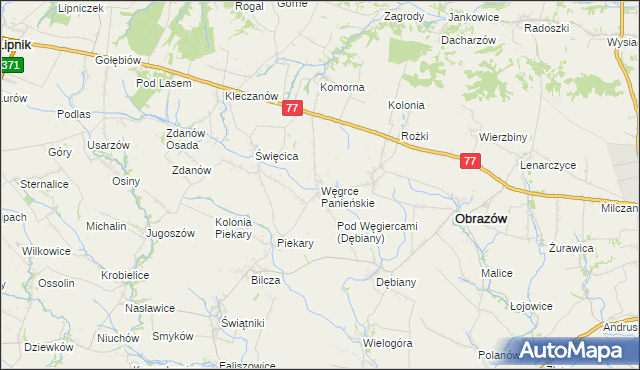 mapa Węgrce Panieńskie, Węgrce Panieńskie na mapie Targeo