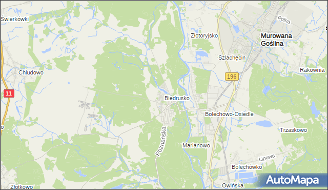 mapa Biedrusko, Biedrusko na mapie Targeo