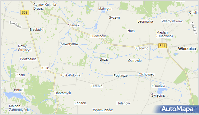 mapa Buza, Buza na mapie Targeo