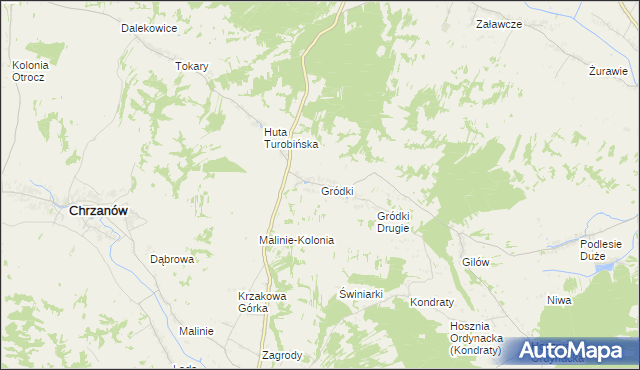 mapa Gródki gmina Turobin, Gródki gmina Turobin na mapie Targeo