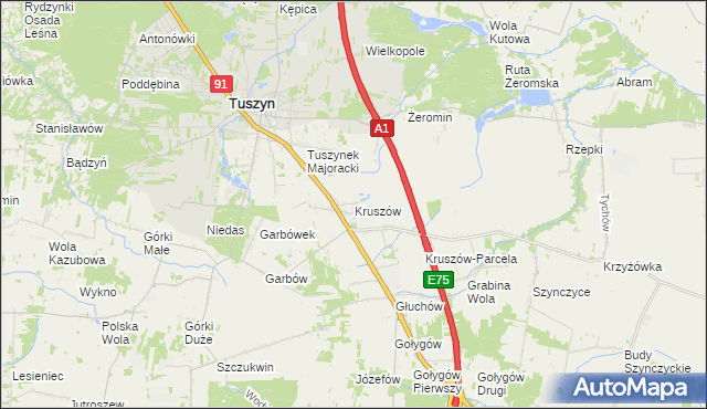 mapa Kruszów, Kruszów na mapie Targeo