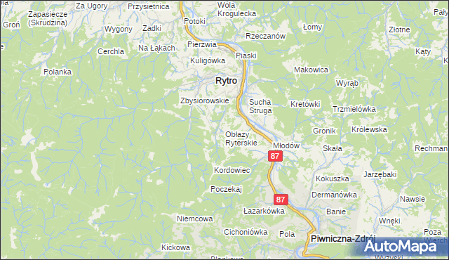 mapa Obłazy Ryterskie, Obłazy Ryterskie na mapie Targeo