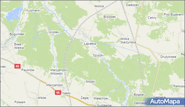 mapa Szyszki gmina Szczekociny, Szyszki gmina Szczekociny na mapie Targeo