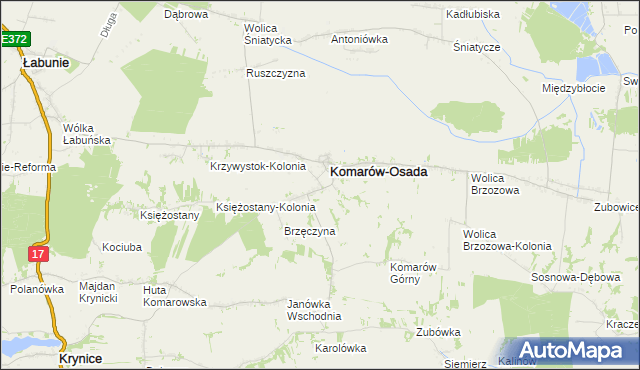 mapa Komarów Dolny, Komarów Dolny na mapie Targeo