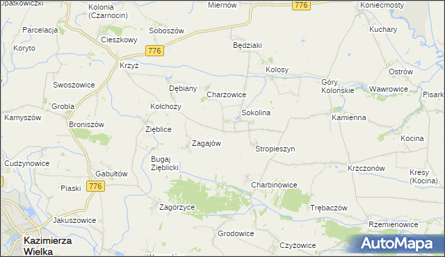 mapa Mikołajów gmina Czarnocin, Mikołajów gmina Czarnocin na mapie Targeo