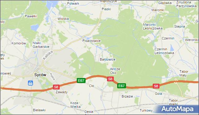 mapa Bałdowice, Bałdowice na mapie Targeo