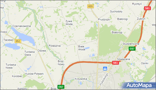 mapa Biała Woda gmina Suwałki, Biała Woda gmina Suwałki na mapie Targeo