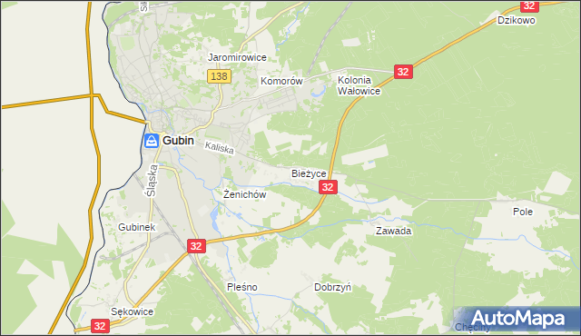 mapa Bieżyce, Bieżyce na mapie Targeo