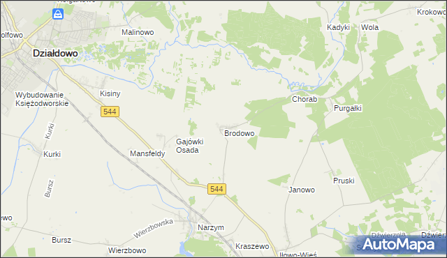 mapa Brodowo gmina Iłowo-Osada, Brodowo gmina Iłowo-Osada na mapie Targeo