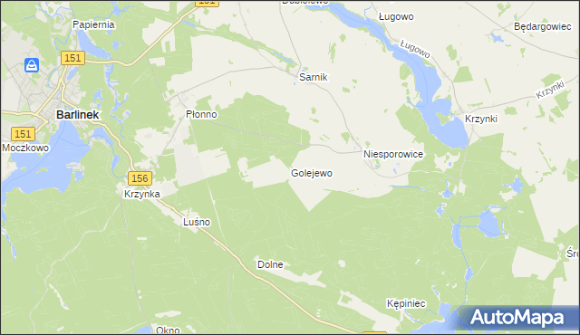 mapa Golejewo gmina Pełczyce, Golejewo gmina Pełczyce na mapie Targeo