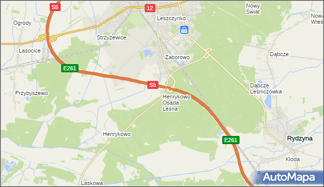 mapa Henrykowo Osada Leśna, Henrykowo Osada Leśna na mapie Targeo