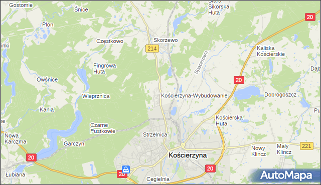 mapa Kościerzyna-Wybudowanie, Kościerzyna-Wybudowanie na mapie Targeo