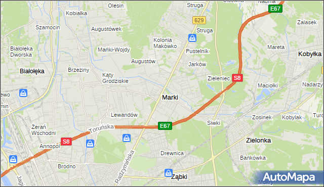 mapa Marki powiat wołomiński, Marki powiat wołomiński na mapie Targeo