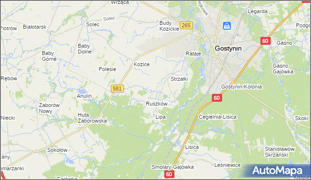 mapa Osada gmina Gostynin, Osada gmina Gostynin na mapie Targeo
