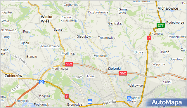 mapa Pękowice, Pękowice na mapie Targeo