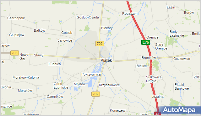 mapa Piątek powiat łęczycki, Piątek powiat łęczycki na mapie Targeo