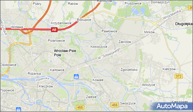 mapa Psie Pole gmina Wrocław, Psie Pole gmina Wrocław na mapie Targeo