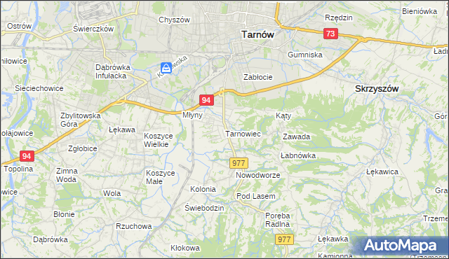 mapa Tarnowiec gmina Tarnów, Tarnowiec gmina Tarnów na mapie Targeo