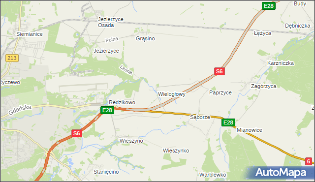 mapa Wielogłowy gmina Damnica, Wielogłowy gmina Damnica na mapie Targeo