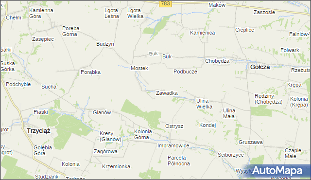 mapa Zawadka gmina Gołcza, Zawadka gmina Gołcza na mapie Targeo