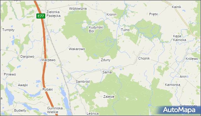 mapa Zduny gmina Małdyty, Zduny gmina Małdyty na mapie Targeo