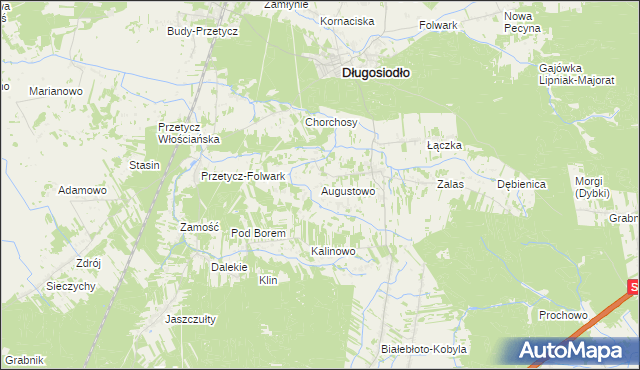 mapa Augustowo gmina Długosiodło, Augustowo gmina Długosiodło na mapie Targeo