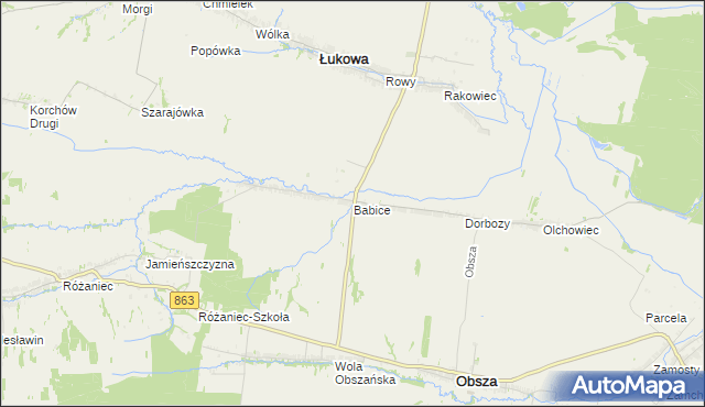 mapa Babice gmina Obsza, Babice gmina Obsza na mapie Targeo