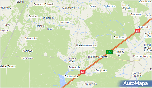 mapa Białebłoto-Kobyla, Białebłoto-Kobyla na mapie Targeo