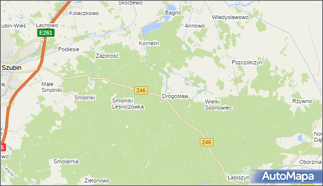 mapa Drogosław gmina Szubin, Drogosław gmina Szubin na mapie Targeo