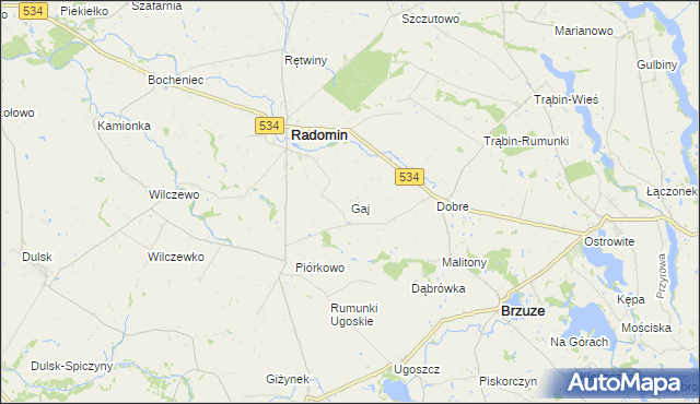 mapa Gaj gmina Radomin, Gaj gmina Radomin na mapie Targeo