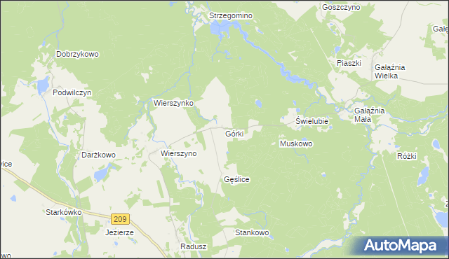 mapa Górki gmina Kołczygłowy, Górki gmina Kołczygłowy na mapie Targeo