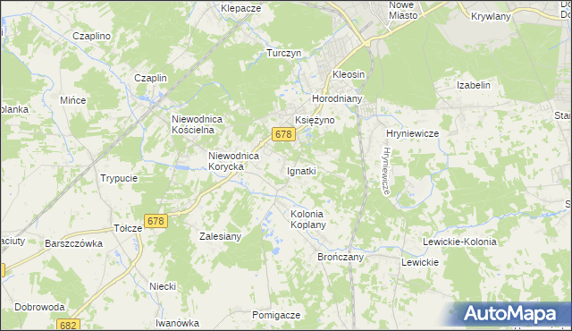 mapa Ignatki gmina Juchnowiec Kościelny, Ignatki gmina Juchnowiec Kościelny na mapie Targeo