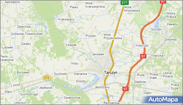 mapa Janówek gmina Tarczyn, Janówek gmina Tarczyn na mapie Targeo