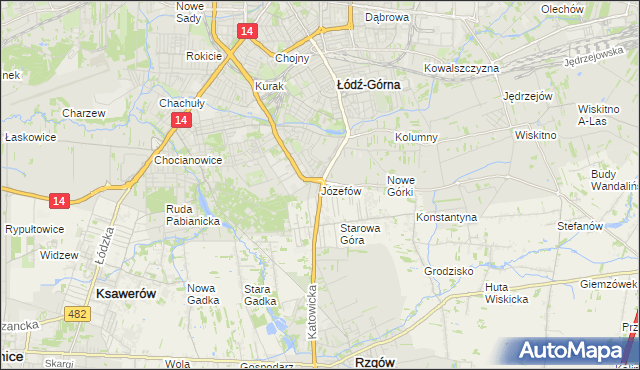 mapa Józefów gmina Łódź, Józefów gmina Łódź na mapie Targeo