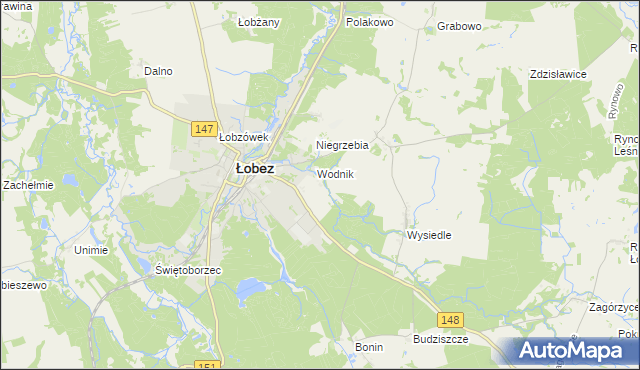 mapa Kołdrąb gmina Łobez, Kołdrąb gmina Łobez na mapie Targeo