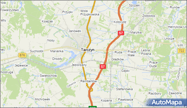 mapa Komorniki gmina Tarczyn, Komorniki gmina Tarczyn na mapie Targeo