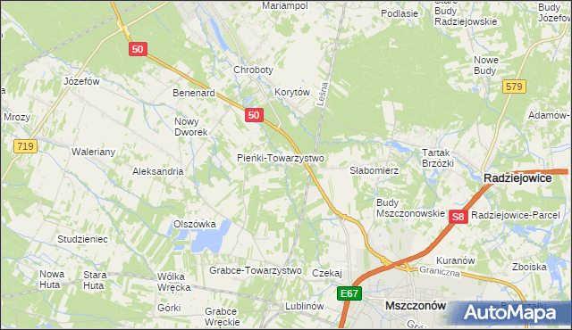 mapa Krzyżówka gmina Radziejowice, Krzyżówka gmina Radziejowice na mapie Targeo