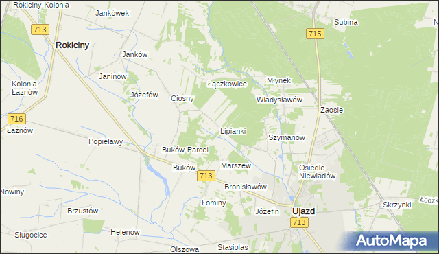 mapa Lipianki gmina Ujazd, Lipianki gmina Ujazd na mapie Targeo