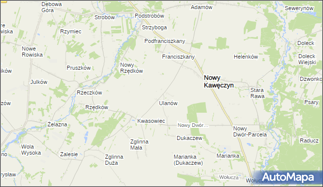 mapa Marianów gmina Nowy Kawęczyn, Marianów gmina Nowy Kawęczyn na mapie Targeo