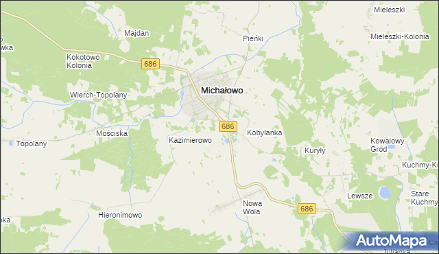mapa Michałowo-Kolonia, Michałowo-Kolonia na mapie Targeo