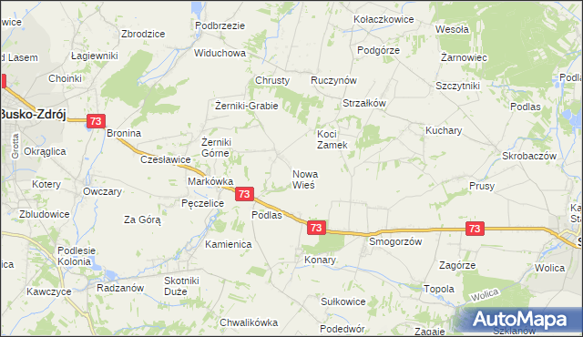 mapa Nowa Wieś gmina Busko-Zdrój, Nowa Wieś gmina Busko-Zdrój na mapie Targeo