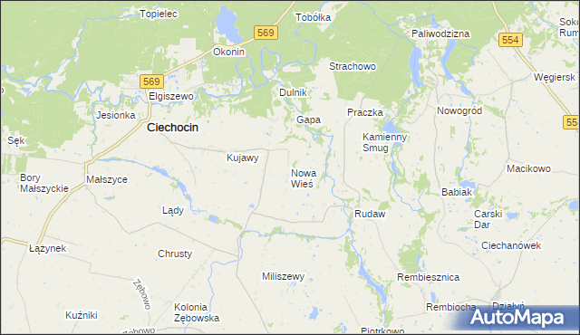 mapa Nowa Wieś gmina Ciechocin, Nowa Wieś gmina Ciechocin na mapie Targeo