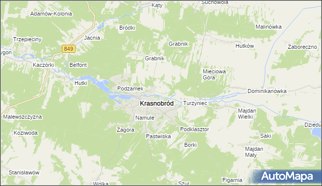 mapa Nowa Wieś gmina Krasnobród, Nowa Wieś gmina Krasnobród na mapie Targeo