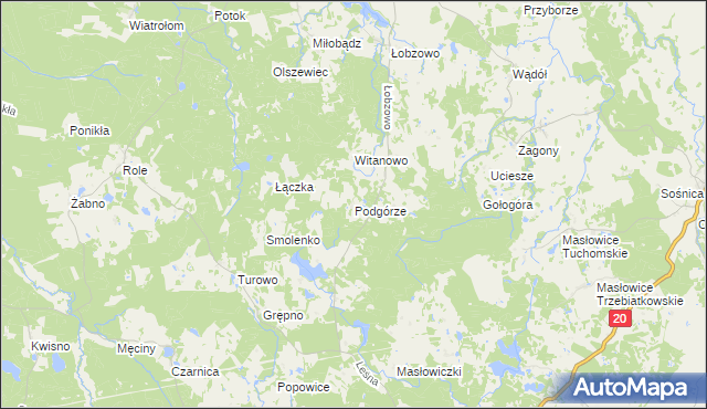 mapa Podgórze gmina Kołczygłowy, Podgórze gmina Kołczygłowy na mapie Targeo