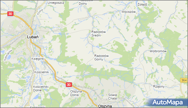 mapa Radostów Górny, Radostów Górny na mapie Targeo