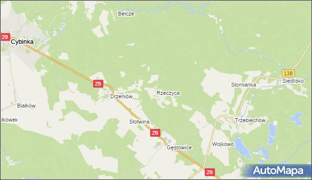 mapa Rzeczyca gmina Maszewo, Rzeczyca gmina Maszewo na mapie Targeo