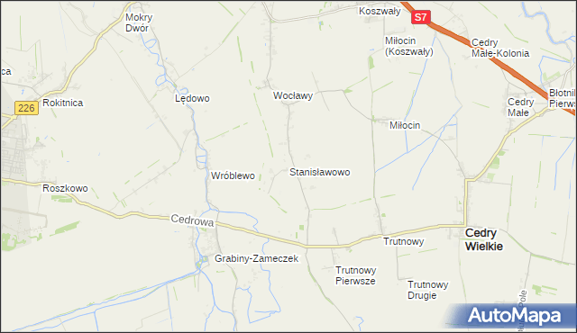 mapa Stanisławowo gmina Cedry Wielkie, Stanisławowo gmina Cedry Wielkie na mapie Targeo