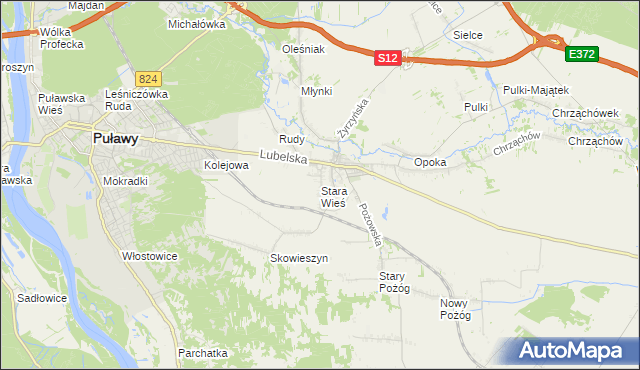 mapa Stara Wieś gmina Końskowola, Stara Wieś gmina Końskowola na mapie Targeo